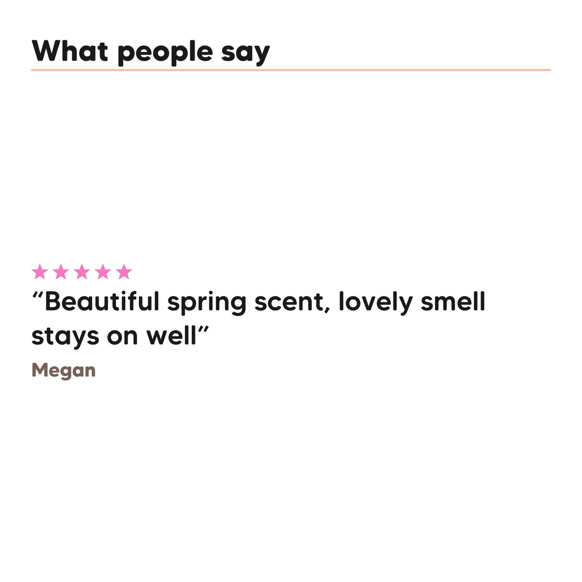 One five star customer review of Hideaway. Floral Frenzy perfume
