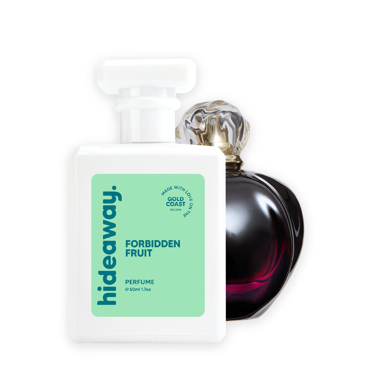 Hideaway. Forbidden Fruit perfume 50ml beside the Dior Poison bottle it is inspired by