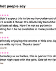 Three five star customer reviews of Hideaway. Ivory Bloom perfume