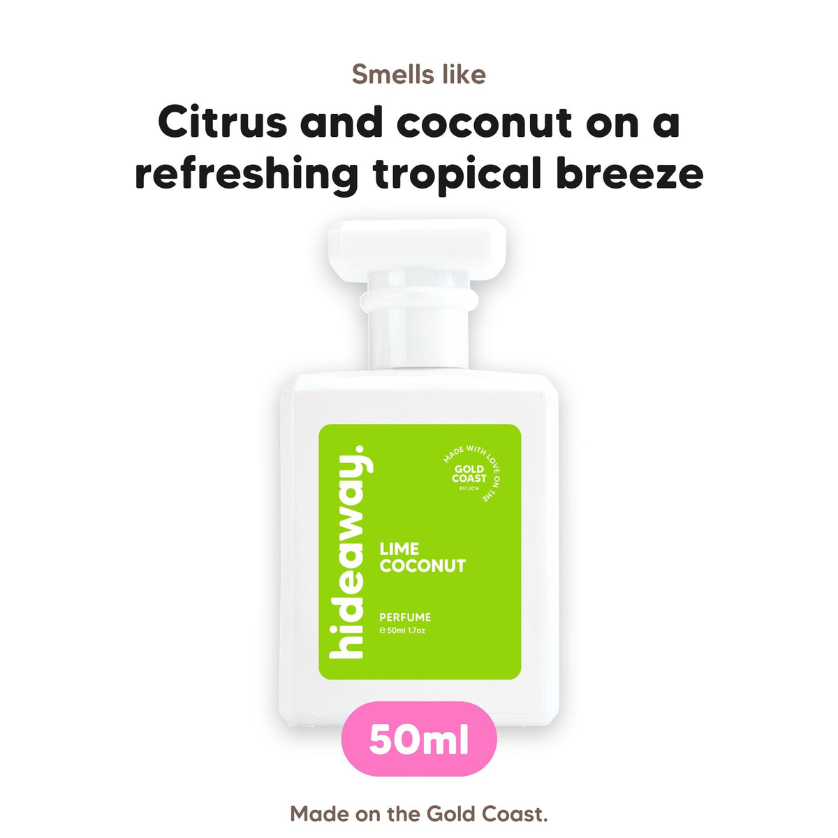 Lime Coconut perfume, smells like citrus and coconut on a refreshing tropical breeze, 50ml