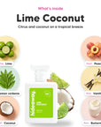 Notes inside Lime Coconut: Lime, lemon verbena, coconut, peach, vanilla, buttermilk