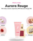 Notes inside Aurora Rouge mini body custard: Jasmine, saffron, cedarwood, ambergris accord