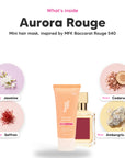 Notes inside Aurora Rouge mini hair mask: Jasmine, saffron, cedarwood, ambergris accord