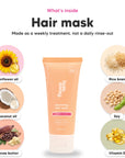 Aurora Rouge hair mask mini, key ingredients: sunflower oil, coconut oil, cocoa butter, rice bran, soy and vitamin E