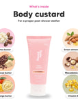 Black Essence body custard mini, key ingredients: shea butter, cocoa butter, mango butter, sweet almond oil, macadamia oil and vitamin E