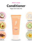 Black Essence conditioner mini, key ingredients: coconut oil, avocado oil, jojoba oil, vitamin B5, cucumber and vitamin E