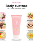 Vanilla Delight body custard mini, key ingredients: shea butter, cocoa butter, mango butter, sweet almond oil, macadamia oil and vitamin E