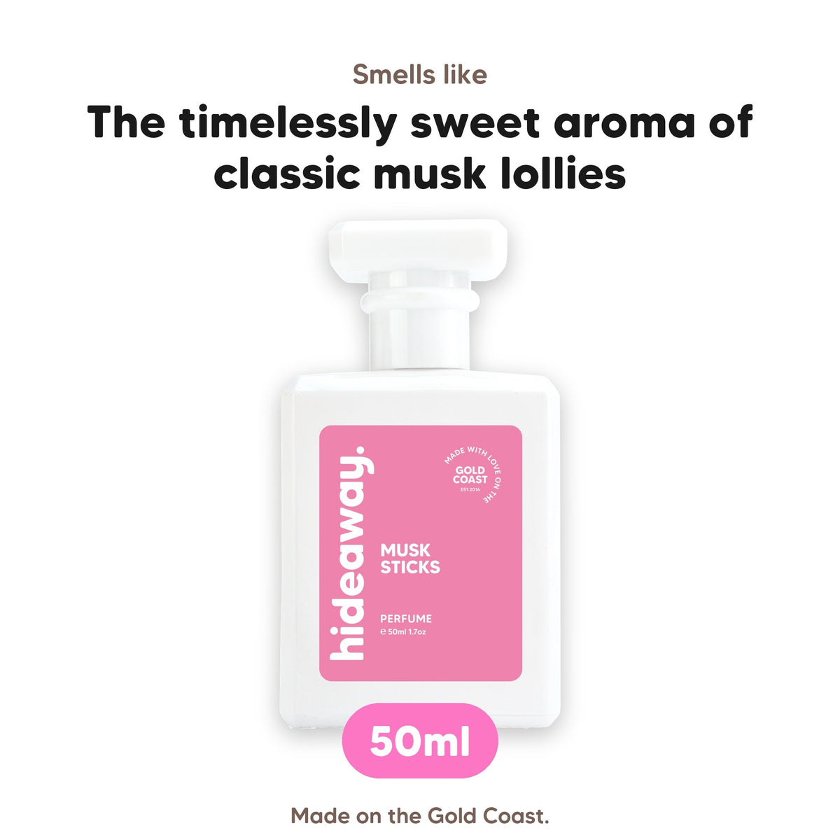 Musk Sticks perfume, smells like the timelessly sweet aroma of classic musk lollies, 50ml