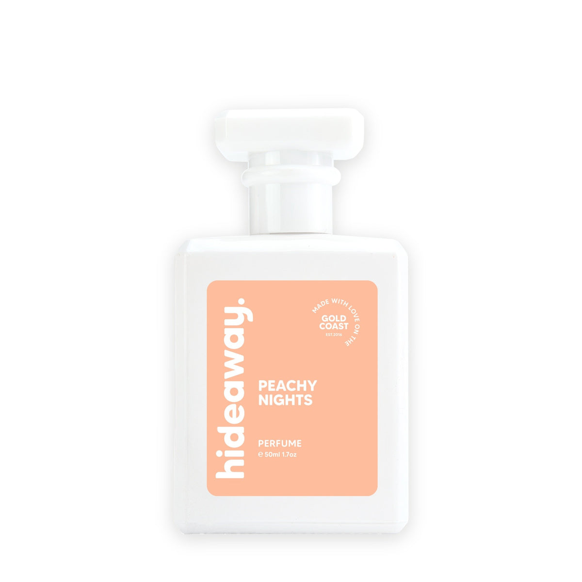 Hideaway. Peachy Nights perfume 50ml bottle