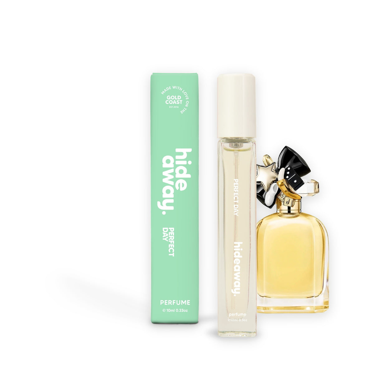 Hideaway. Perfect Day perfume 10ml beside the Marc Jacobs Perfect Intense bottle it is inspired by