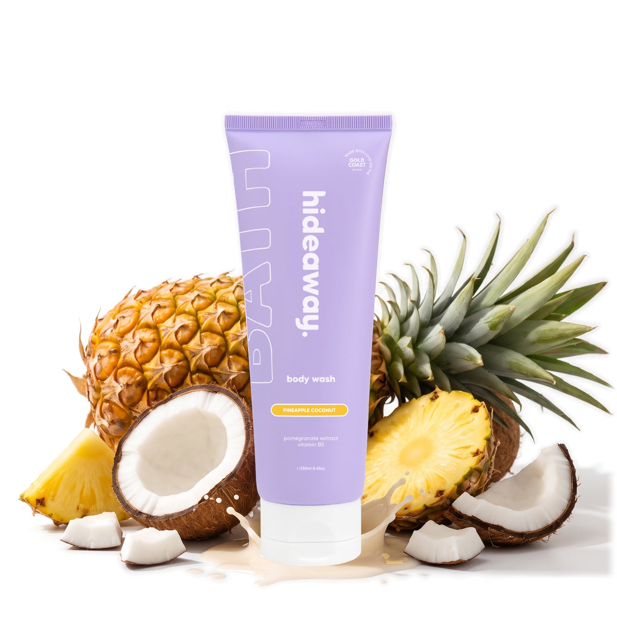 Hideaway. Pineapple Coconut body wash with fresh pineapple and coconut