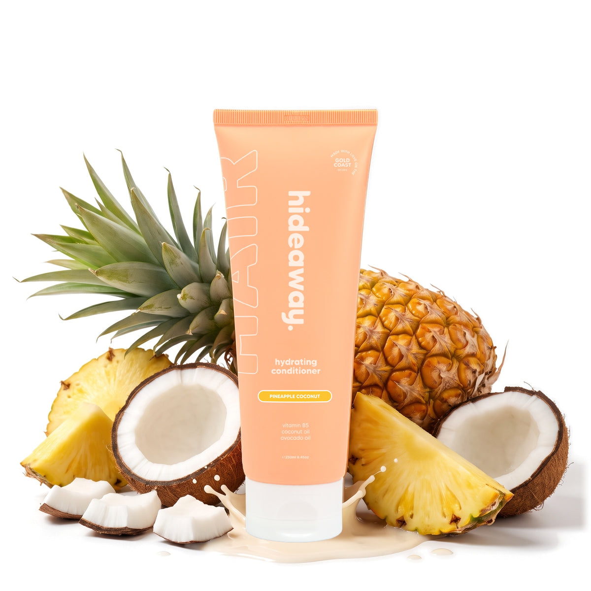 Hideaway. Pineapple Coconut conditioner with fresh pineapple and coconut