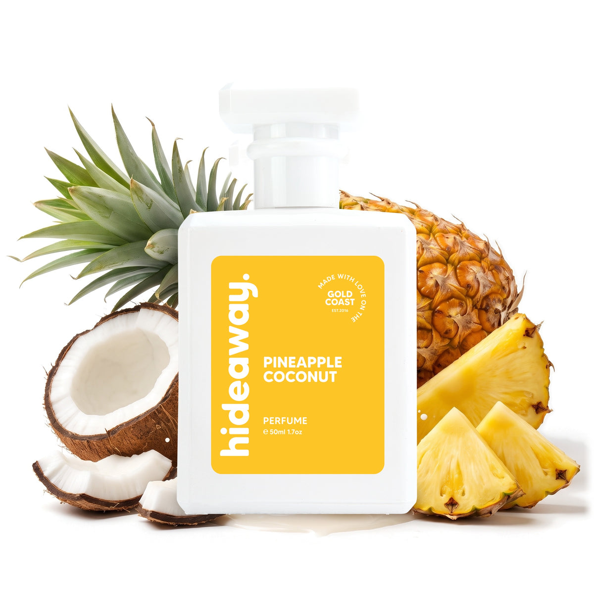 Hideaway. Pineapple Coconut perfume 50ml with fresh pineapple and coconut