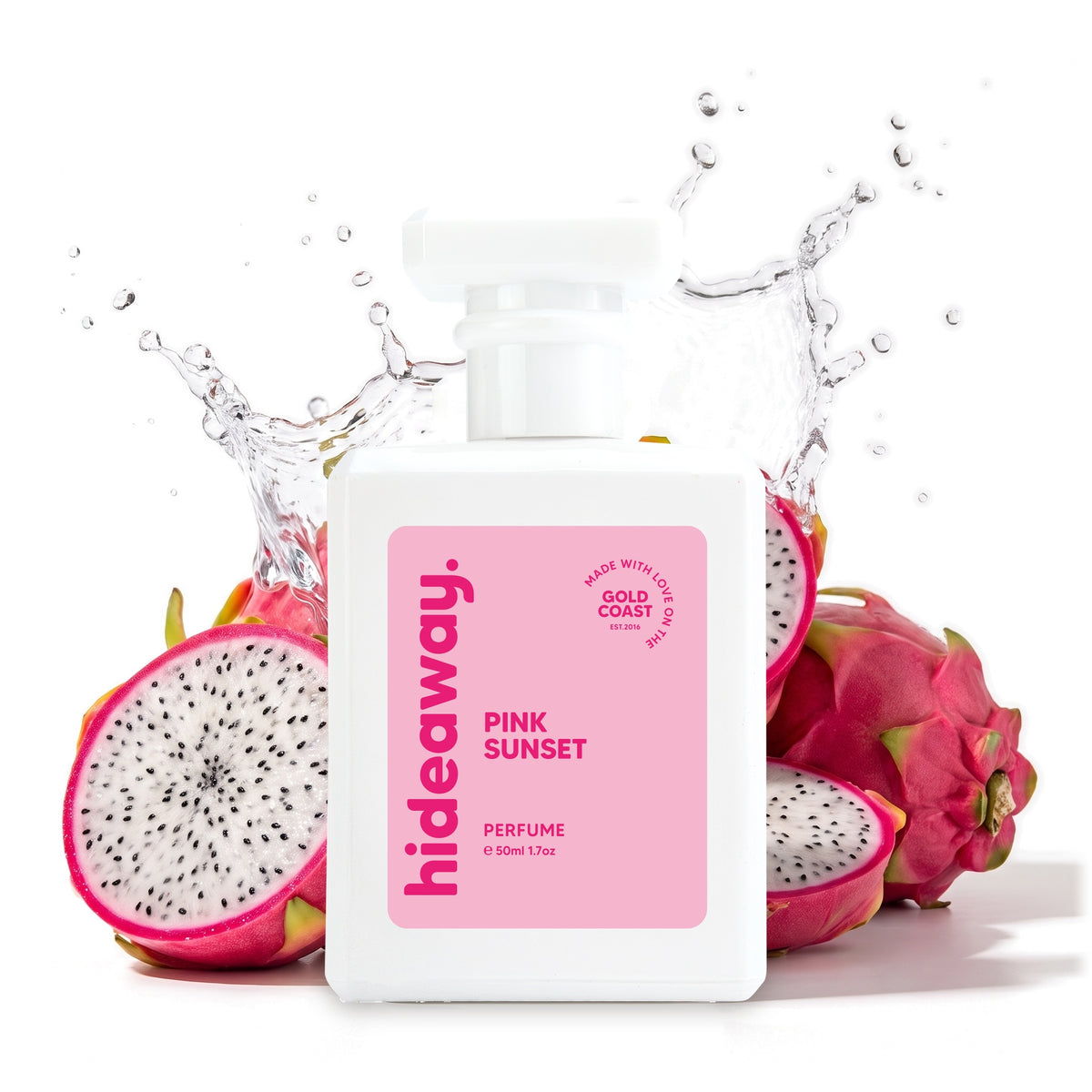 Hideaway. Pink Sunset perfume 50ml with pink dragonfruit