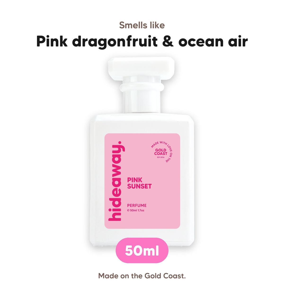 Pink Sunset perfume, smells like pink dragonfruit & ocean air, 50ml