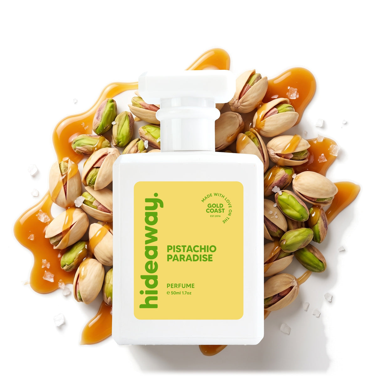 Hideaway. Pistachio Paradise perfume 50ml with pistachios and salted caramel