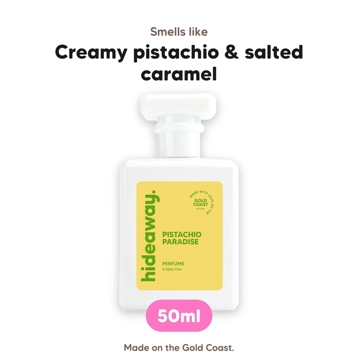 Pistachio Paradise perfume, smells like creamy pistachio & salted caramel, 50ml