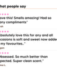 Three five star customer reviews of Hideaway. Rise & Shine perfume