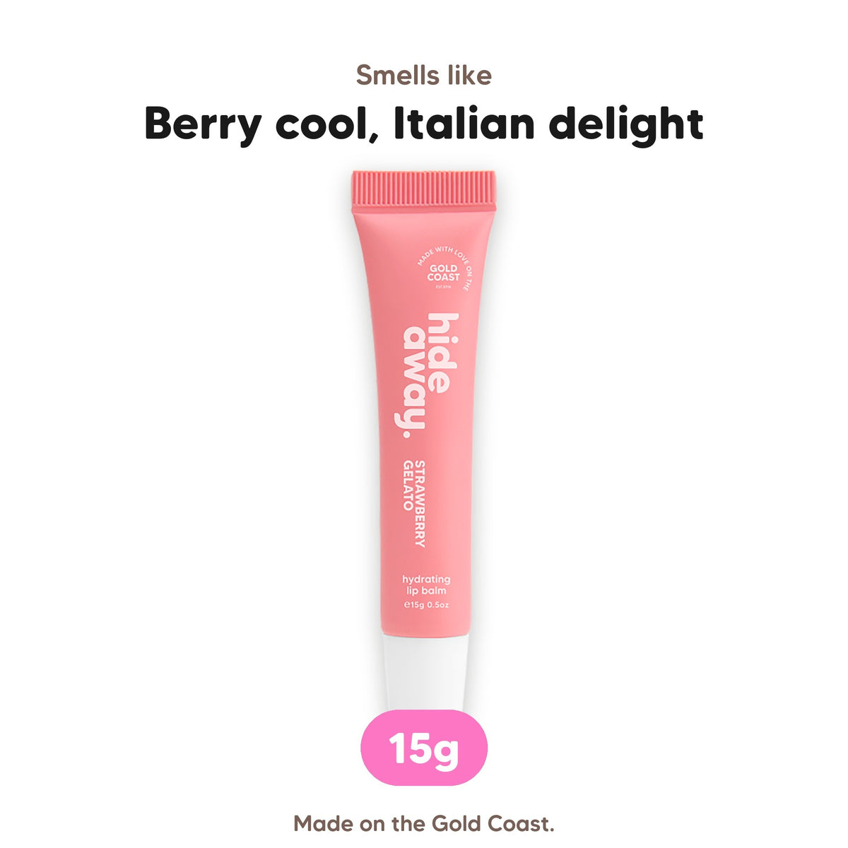 Strawberry Gelato lip balm, smells like berry cool, Italian delight