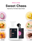 Notes inside Sweet Chaos: Dragon fruit, mandarin, orange, citron, orange blossom, coffee