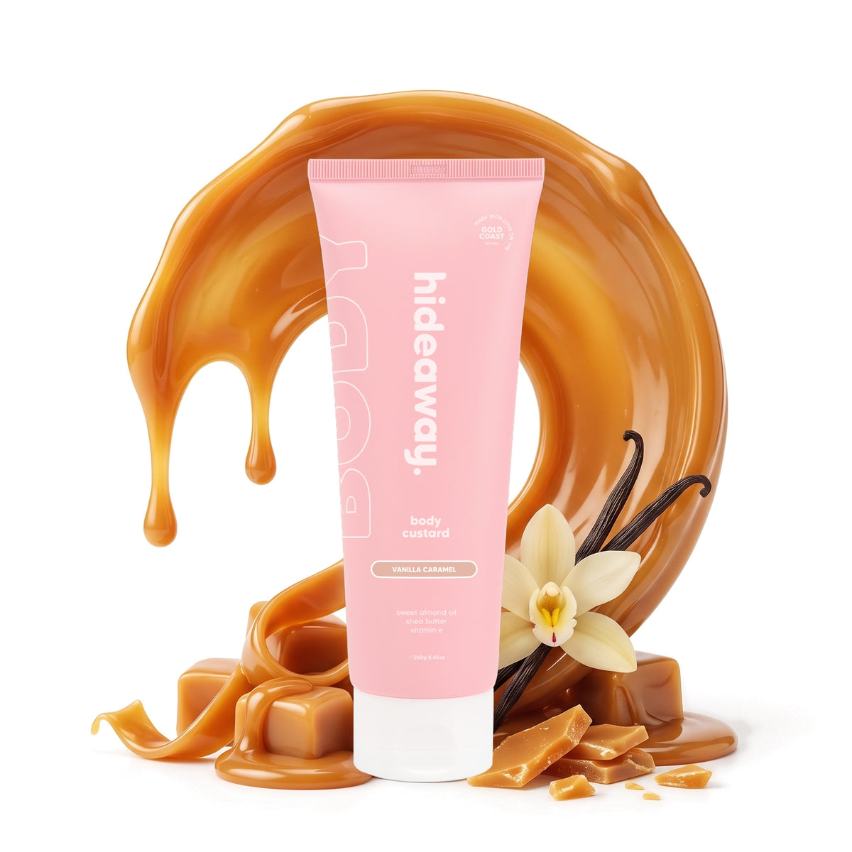Hideaway. Vanilla Caramel body custard with golden caramel and vanilla
