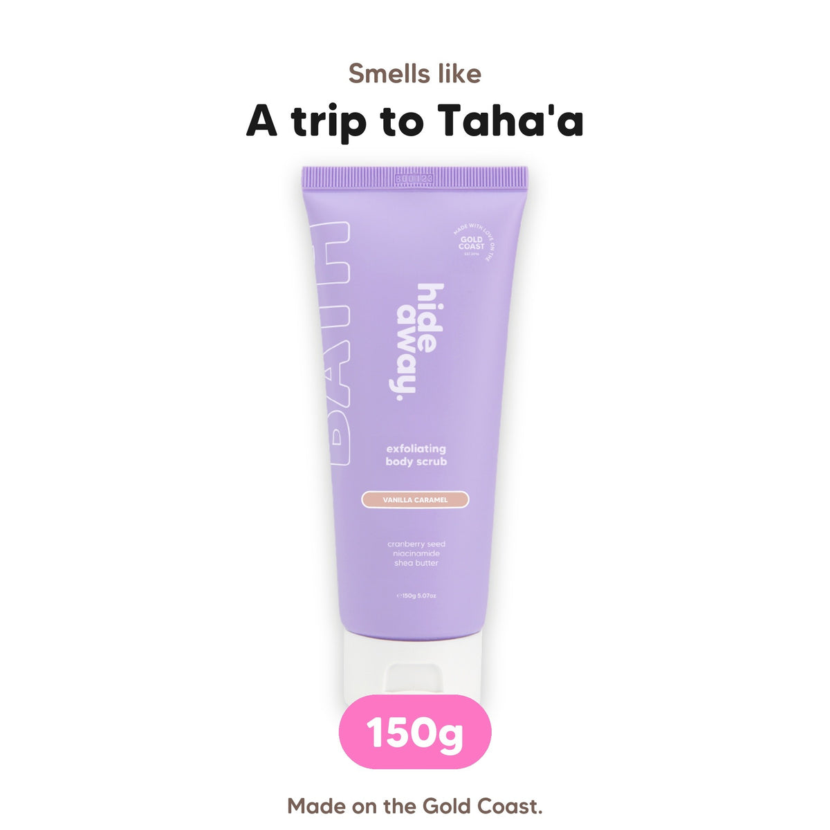 Vanilla Caramel exfoliating body scrub, smells like a trip to Taha'a