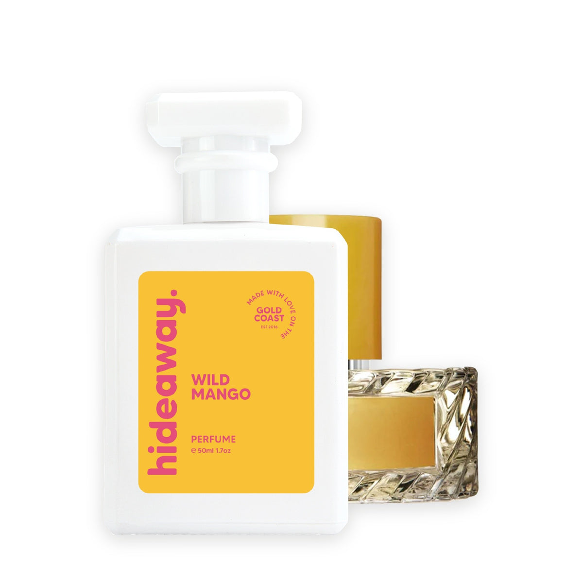 Hideaway. Wild Mango perfume 50ml beside the Vilhelm Parfumerie Mango Skin bottle it is inspired by