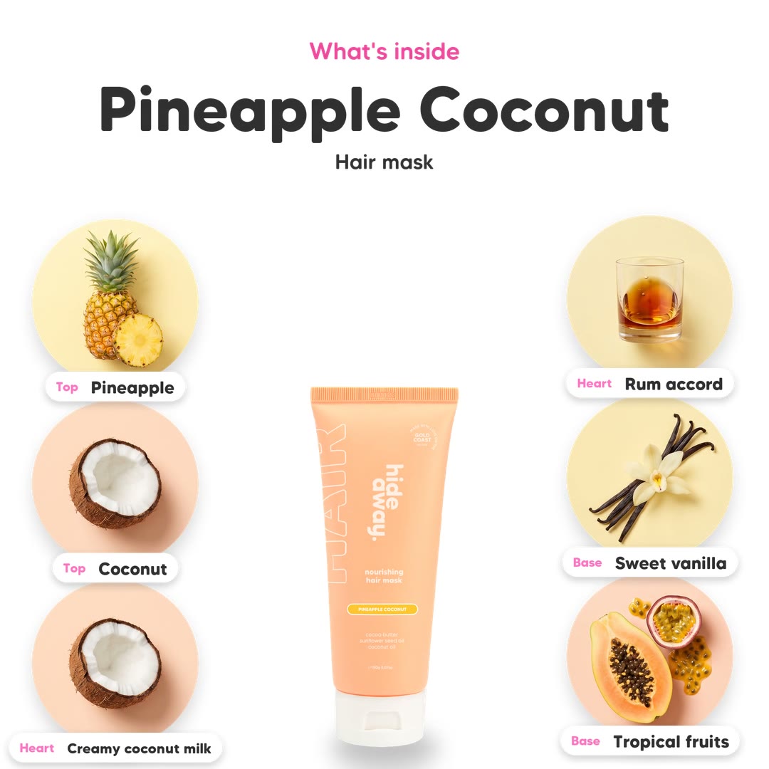The notes in Pineapple Coconut hair mask, animated