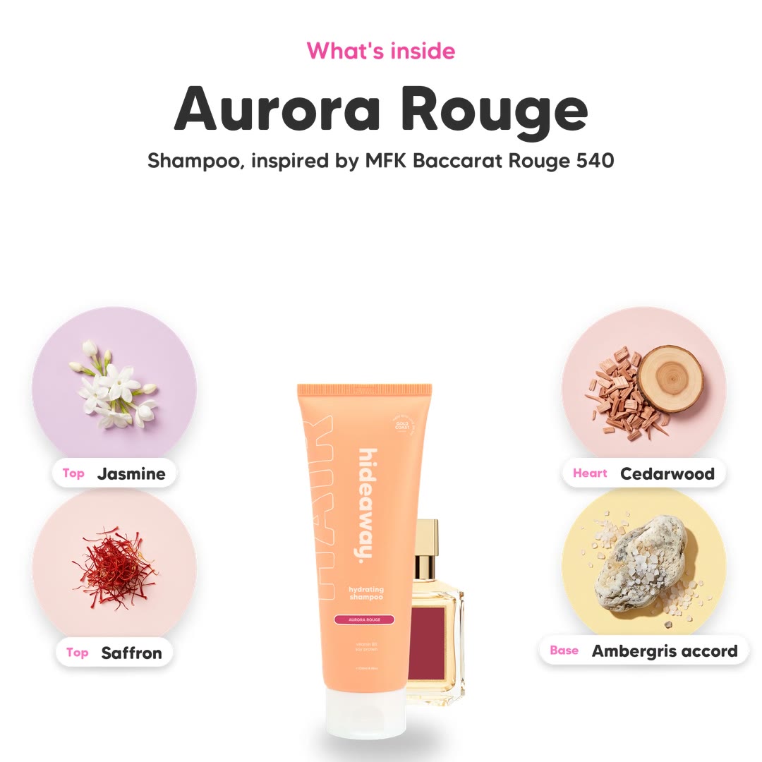 The notes in Aurora Rouge shampoo, animated