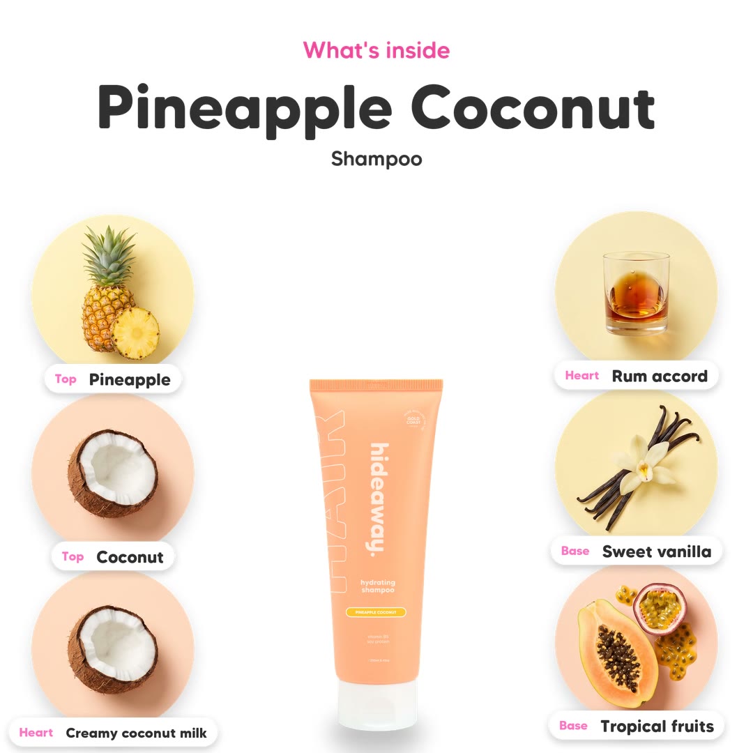 The notes in Pineapple Coconut shampoo, animated