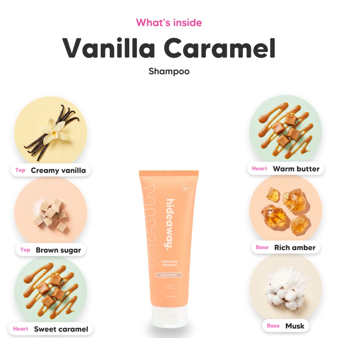 The notes in Vanilla Caramel shampoo, animated