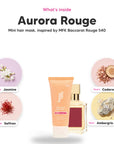 The notes in Aurora Rouge mini hair mask, animated