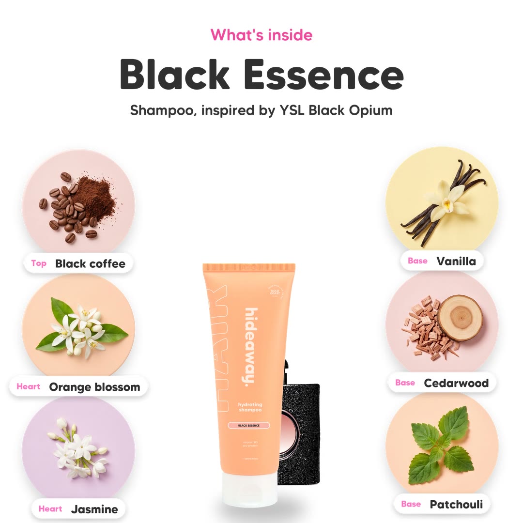 The notes in Black Essence shampoo, animated