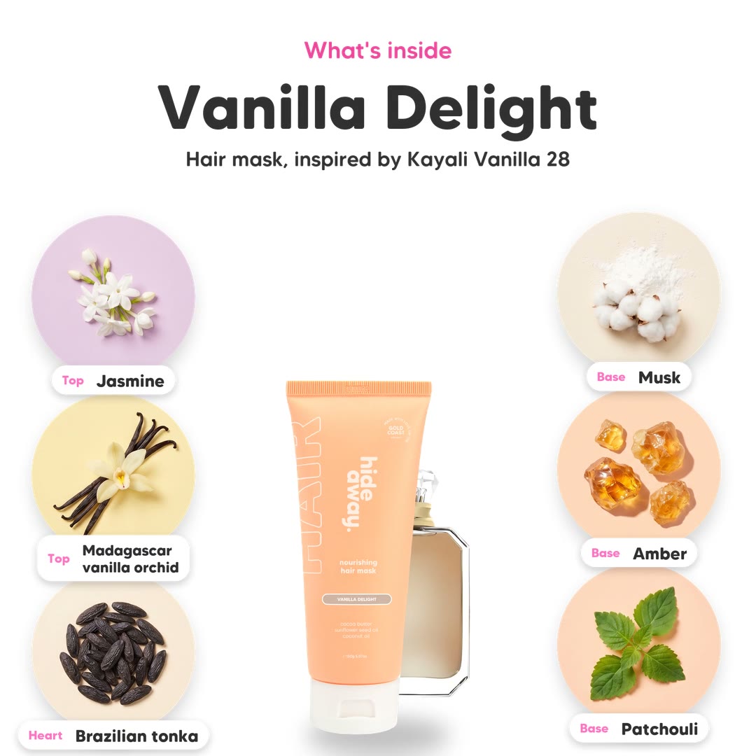 The notes in Vanilla Delight hair mask, animated