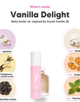 The notes in Vanilla Delight body butter oil, animated